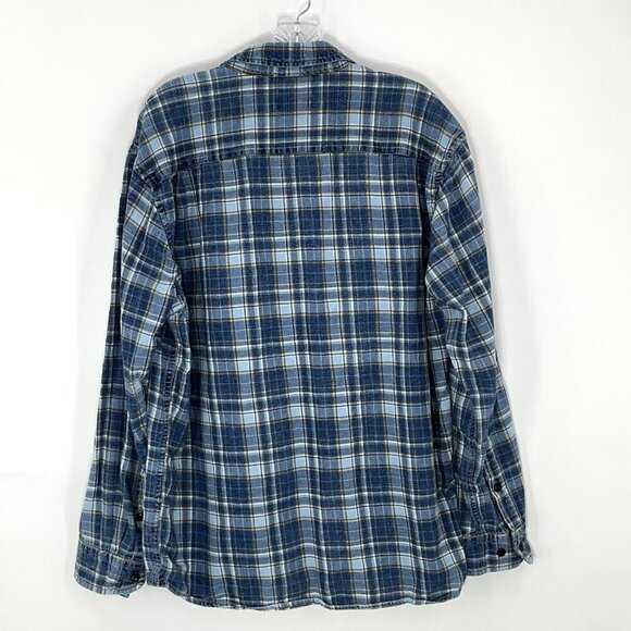 Orvis Shirt Men Large Blue Plaid Button Up 100% Cotton Long Sleeve Active Fit - Picture 2 of 15